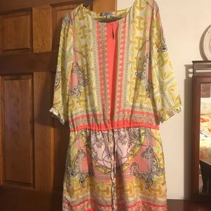 Jennifer Lopez drop waist drawstring dress.